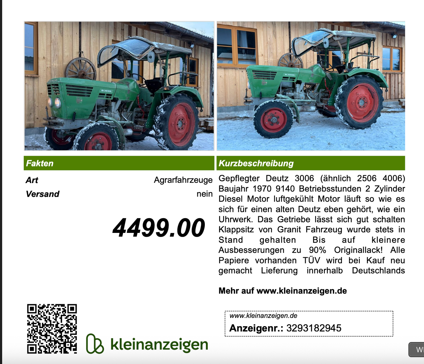 Deutz 3006 Traktor Schlepper