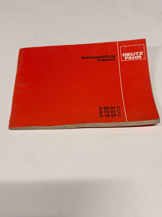 Deutz Betriebsanleitung D6807C D7207C D7807C